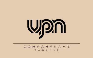 VPN Yaratıcı Eşsiz Modern Harf Logosu Tasarımı. Benzersiz bir harf dizaynına sahip stilize logo, soyut minimalist estetik ve modern cazibe sunar.