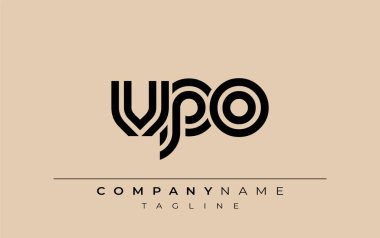 VPO Yaratıcı Eşsiz Modern Harf Logosu Tasarımı. Benzersiz bir harf dizaynına sahip stilize logo, soyut minimalist estetik ve modern cazibe sunar.