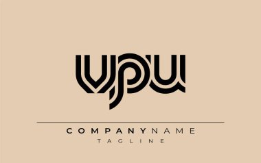 VPU Yaratıcı Eşsiz Modern Harf Logosu Tasarımı. Benzersiz bir harf dizaynına sahip stilize logo, soyut minimalist estetik ve modern cazibe sunar.