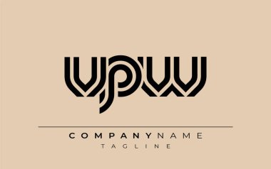 VPW Yaratıcı Eşsiz Modern Harf Logosu Tasarımı. Benzersiz bir harf dizaynına sahip stilize logo, soyut minimalist estetik ve modern cazibe sunar.