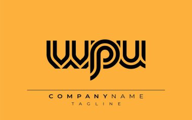 WPU Yaratıcı Eşsiz Modern Harf Logosu Tasarımı. Benzersiz bir harf dizaynına sahip stilize logo, soyut minimalist estetik ve modern cazibe sunar.