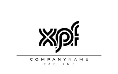 XPF Yaratıcı Eşsiz Modern Harf Logosu Tasarımı. Benzersiz bir harf dizaynına sahip stilize logo, soyut minimalist estetik ve modern cazibe sunar.