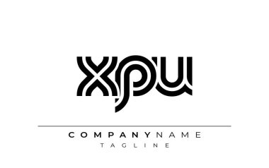 XPU Yaratıcı Eşsiz Modern Harf Logosu Tasarımı. Benzersiz bir harf dizaynına sahip stilize logo, soyut minimalist estetik ve modern cazibe sunar.