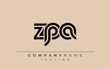 ZPA Yaratıcı Eşsiz Modern Harf Logosu Tasarımı. Benzersiz bir harf dizaynına sahip stilize logo, soyut minimalist estetik ve modern cazibe sunar.
