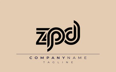 ZPD Yaratıcı Eşsiz Modern Harf Logosu Tasarımı. Benzersiz bir harf dizaynına sahip stilize logo, soyut minimalist estetik ve modern cazibe sunar.