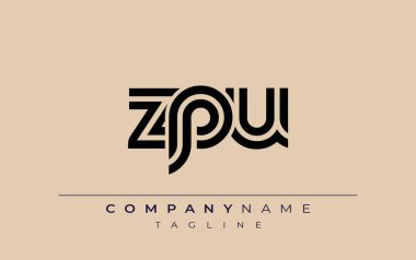 ZPU Yaratıcı Eşsiz Modern Harf Logosu Tasarımı. Benzersiz bir harf dizaynına sahip stilize logo, soyut minimalist estetik ve modern cazibe sunar.