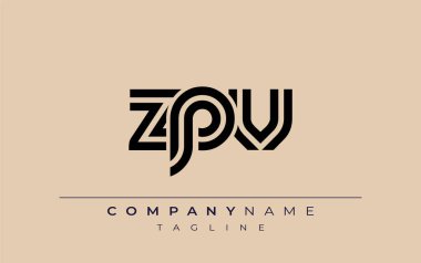 ZPV Yaratıcı Eşsiz Modern Harf Logosu Tasarımı. Benzersiz bir harf dizaynına sahip stilize logo, soyut minimalist estetik ve modern cazibe sunar.