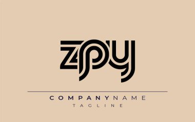 ZPY Yaratıcı Eşsiz Modern Harf Logosu Tasarımı. Benzersiz bir harf dizaynına sahip stilize logo, soyut minimalist estetik ve modern cazibe sunar.