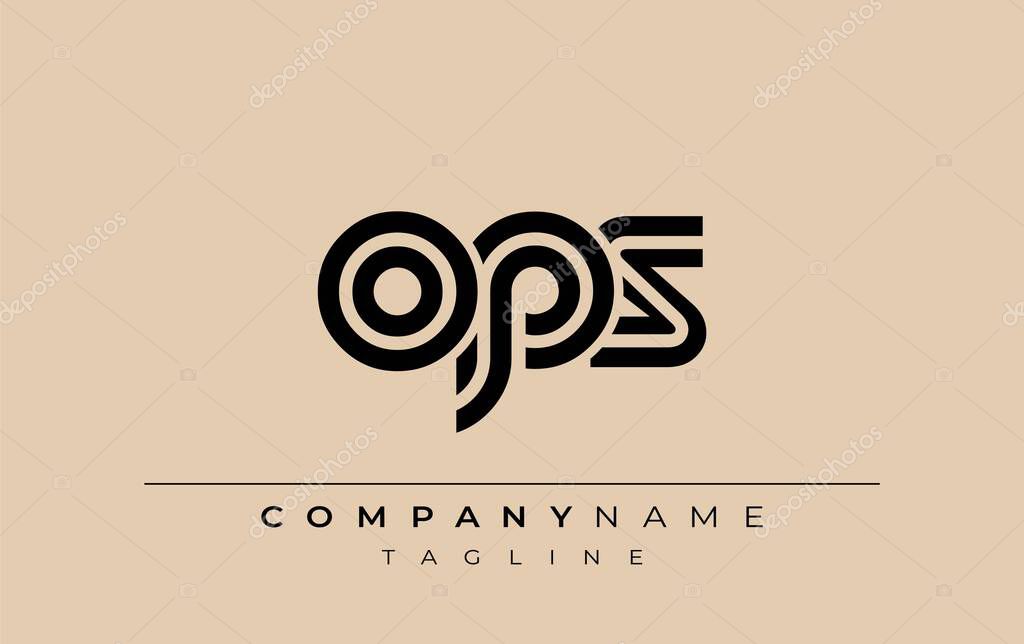 OPS Creative Unique Modern Letter Logo Design. Stylized logo featuring a unique letter design, presenting abstract minimalist aesthetics and modern appeal.