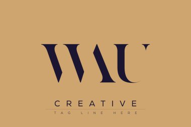 WAU soyut harf logosu tasarımı. Bu logo üç soyut harf tarafından tasarlanmıştır..