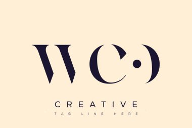 WCO soyut harf logosu tasarımı. Bu logo üç soyut harf tarafından tasarlanmıştır..