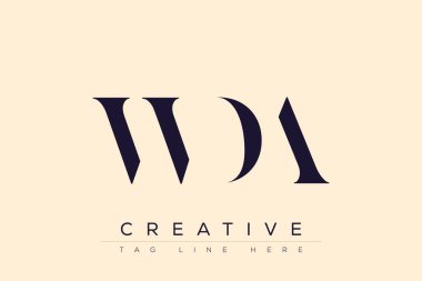 WDA soyut harf logosu tasarımı. Bu logo üç soyut harf tarafından tasarlanmıştır..