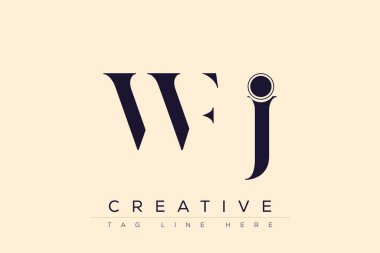 WFJ soyut harf logosu tasarımı. Bu logo üç soyut harf tarafından tasarlanmıştır..
