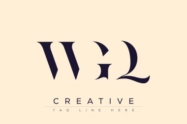 WGQ soyut harf logosu tasarımı. Bu logo üç soyut harf tarafından tasarlanmıştır..