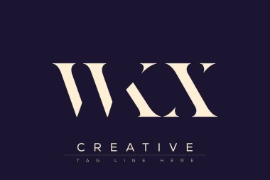 WKX soyut harf logosu tasarımı. Bu logo üç soyut harf tarafından tasarlanmıştır..
