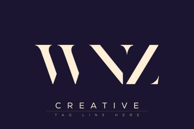 WNZ soyut harf logosu tasarımı. Bu logo üç soyut harf tarafından tasarlanmıştır..