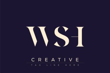 WSH soyut harf logosu tasarımı. Bu logo üç soyut harf tarafından tasarlanmıştır..