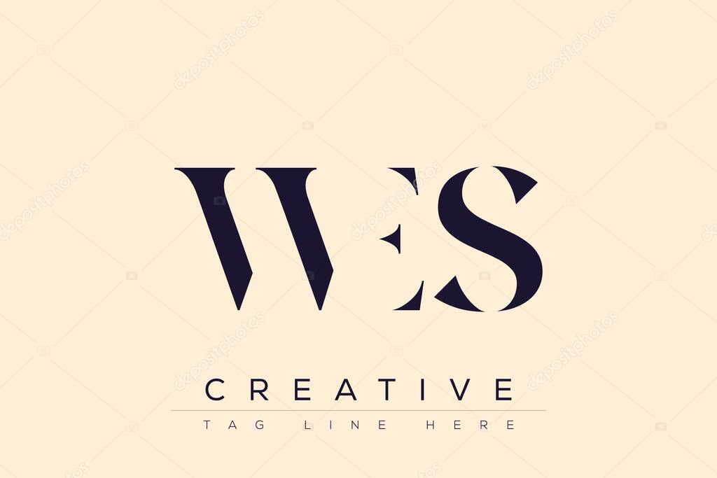 WES abstract letter logo design. This logo is designed by three abstract letters.