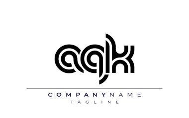 AQK Yaratıcı Eşsiz Modern Harf Logosu Tasarımı. Benzersiz bir harf dizaynına sahip stilize logo, soyut minimalist estetik ve modern cazibe sunar.