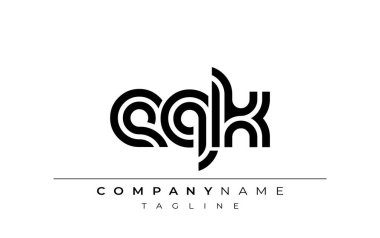 EQK Yaratıcı Eşsiz Modern Harf Logosu Tasarımı. Benzersiz bir harf dizaynına sahip stilize logo, soyut minimalist estetik ve modern cazibe sunar.