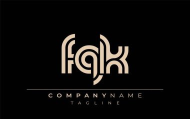FQK Yaratıcı Eşsiz Modern Harf Logosu Tasarımı. Benzersiz bir harf dizaynına sahip stilize logo, soyut minimalist estetik ve modern cazibe sunar.