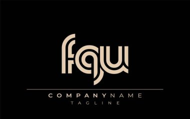 FQU Yaratıcı Eşsiz Modern Harf Logosu Tasarımı. Benzersiz bir harf dizaynına sahip stilize logo, soyut minimalist estetik ve modern cazibe sunar.