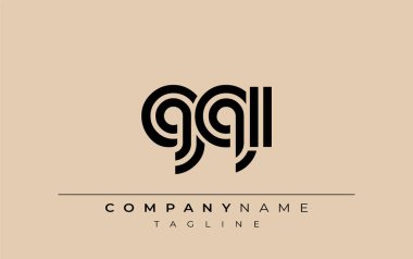 GQI Yaratıcı Eşsiz Modern Harf Logosu Tasarımı. Benzersiz bir harf dizaynına sahip stilize logo, soyut minimalist estetik ve modern cazibe sunar.