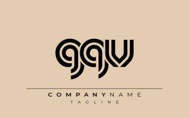 GQV Yaratıcı Eşsiz Modern Harf Logosu Tasarımı. Benzersiz bir harf dizaynına sahip stilize logo, soyut minimalist estetik ve modern cazibe sunar.