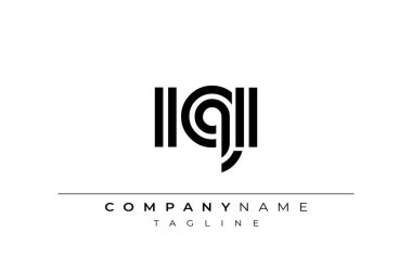 IQI Yaratıcı Eşsiz Modern Harf Logosu Tasarımı. Benzersiz bir harf dizaynına sahip stilize logo, soyut minimalist estetik ve modern cazibe sunar.
