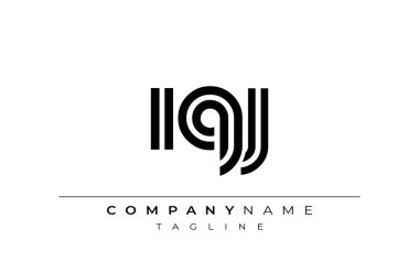 IQJ Yaratıcı Eşsiz Modern Harf Logosu Tasarımı. Benzersiz bir harf dizaynına sahip stilize logo, soyut minimalist estetik ve modern cazibe sunar.