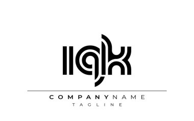 IQK Yaratıcı Eşsiz Modern Harf Logosu Tasarımı. Benzersiz bir harf dizaynına sahip stilize logo, soyut minimalist estetik ve modern cazibe sunar.