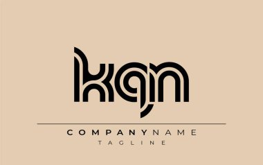 KQN Yaratıcı Eşsiz Modern Harf Logosu Tasarımı. Benzersiz bir harf dizaynına sahip stilize logo, soyut minimalist estetik ve modern cazibe sunar.