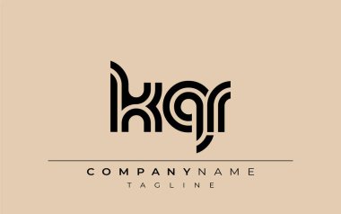 KQR Yaratıcı Eşsiz Modern Harf Logosu Tasarımı. Benzersiz bir harf dizaynına sahip stilize logo, soyut minimalist estetik ve modern cazibe sunar.