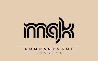 MQK Yaratıcı Eşsiz Modern Harf Logosu Tasarımı. Benzersiz bir harf dizaynına sahip stilize logo, soyut minimalist estetik ve modern cazibe sunar.