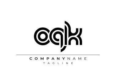 OQK Yaratıcı Eşsiz Modern Harf Logosu Tasarımı. Benzersiz bir harf dizaynına sahip stilize logo, soyut minimalist estetik ve modern cazibe sunar.