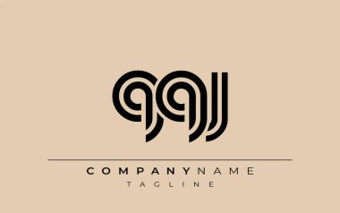 QQJ Yaratıcı Eşsiz Modern Harf Logosu Tasarımı. Benzersiz bir harf dizaynına sahip stilize logo, soyut minimalist estetik ve modern cazibe sunar.