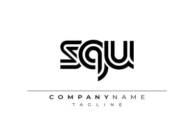 SQU Yaratıcı Eşsiz Modern Harf Logosu Tasarımı. Benzersiz bir harf dizaynına sahip stilize logo, soyut minimalist estetik ve modern cazibe sunar.