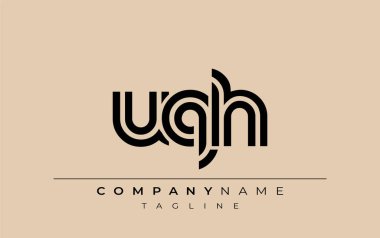 UQH Yaratıcı Eşsiz Modern Harf Logosu Tasarımı. Benzersiz bir harf dizaynına sahip stilize logo, soyut minimalist estetik ve modern cazibe sunar.