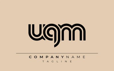 UQM Yaratıcı Eşsiz Modern Harf Logosu Tasarımı. Benzersiz bir harf dizaynına sahip stilize logo, soyut minimalist estetik ve modern cazibe sunar.