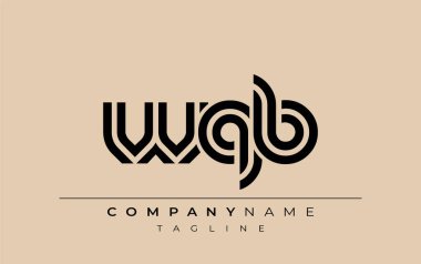 WQB Yaratıcı Eşsiz Modern Harf Logosu Tasarımı. Benzersiz bir harf dizaynına sahip stilize logo, soyut minimalist estetik ve modern cazibe sunar.