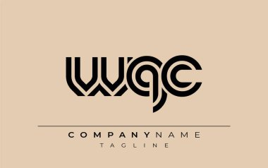 WQC Yaratıcı Eşsiz Modern Harf Logosu Tasarımı. Benzersiz bir harf dizaynına sahip stilize logo, soyut minimalist estetik ve modern cazibe sunar.