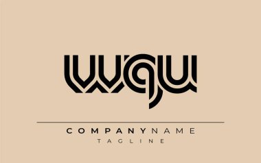 WQU Yaratıcı Eşsiz Modern Harf Logosu Tasarımı. Benzersiz bir harf dizaynına sahip stilize logo, soyut minimalist estetik ve modern cazibe sunar.