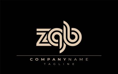 ZQB Yaratıcı Eşsiz Modern Harf Logosu Tasarımı. Benzersiz bir harf dizaynına sahip stilize logo, soyut minimalist estetik ve modern cazibe sunar.