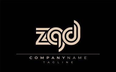 ZQD Yaratıcı Eşsiz Modern Harf Logosu Tasarımı. Benzersiz bir harf dizaynına sahip stilize logo, soyut minimalist estetik ve modern cazibe sunar.