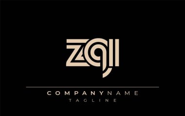 ZQI Yaratıcı Eşsiz Modern Harf Logosu Tasarımı. Benzersiz bir harf dizaynına sahip stilize logo, soyut minimalist estetik ve modern cazibe sunar.