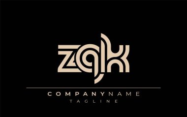 ZQK Yaratıcı Eşsiz Modern Harf Logosu Tasarımı. Benzersiz bir harf dizaynına sahip stilize logo, soyut minimalist estetik ve modern cazibe sunar.