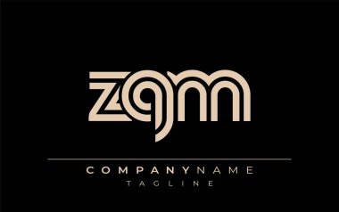 ZQM Yaratıcı Eşsiz Modern Harf Logosu Tasarımı. Benzersiz bir harf dizaynına sahip stilize logo, soyut minimalist estetik ve modern cazibe sunar.
