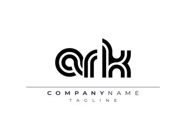ARK Yaratıcı Eşsiz Modern Harf Logosu Tasarımı. Benzersiz bir harf dizaynına sahip stilize logo, soyut minimalist estetik ve modern cazibe sunar.