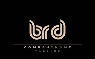 BRD Yaratıcı Eşsiz Modern Harf Logosu Tasarımı. Benzersiz bir harf dizaynına sahip stilize logo, soyut minimalist estetik ve modern cazibe sunar.