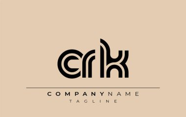 CRK Yaratıcı Eşsiz Modern Harf Logosu Tasarımı. Benzersiz bir harf dizaynına sahip stilize logo, soyut minimalist estetik ve modern cazibe sunar.